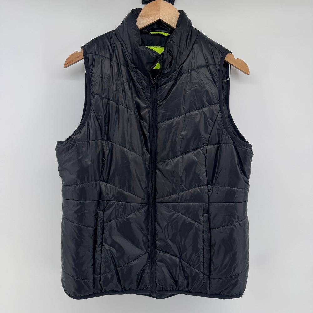 Flirtitude Active Black Quilted Puffer Vest Womens Size XL Full Zip Lightweight